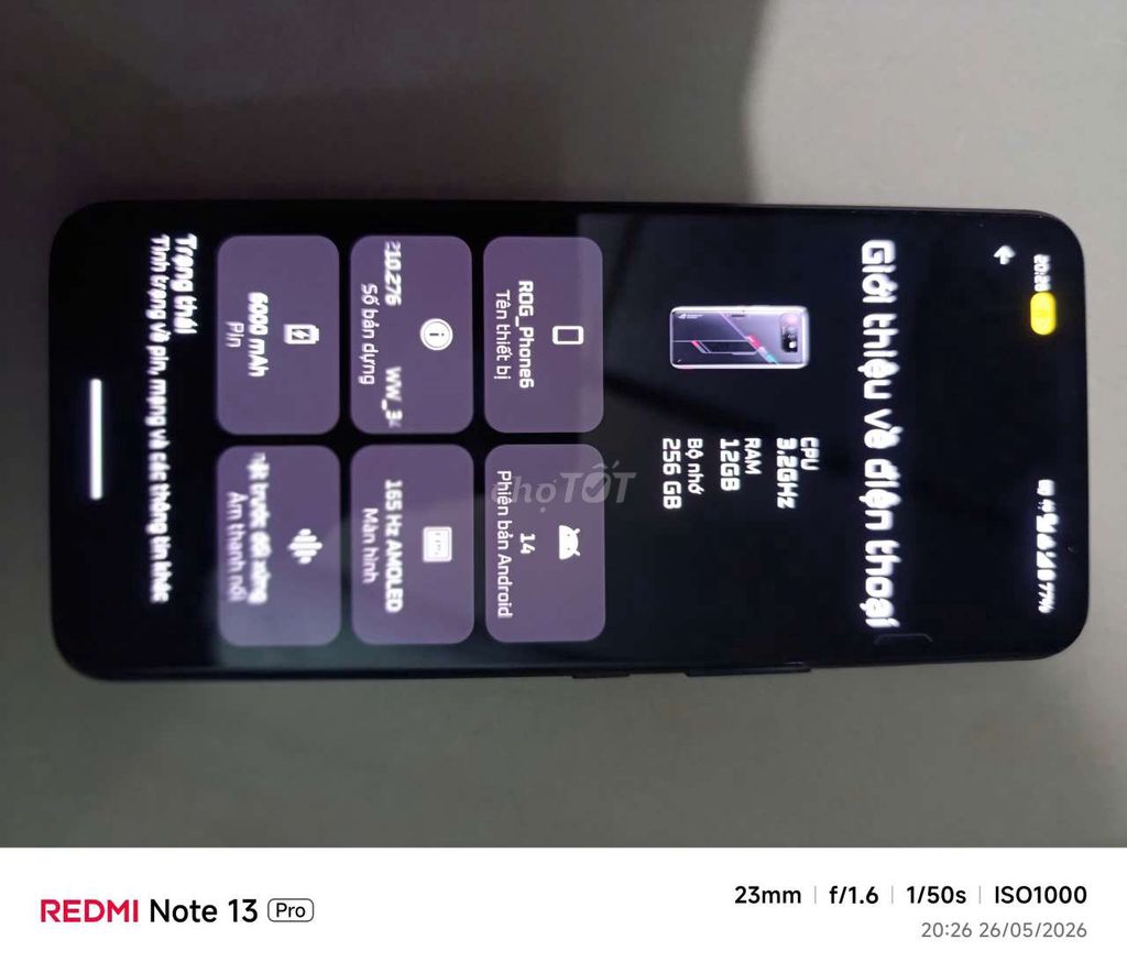 ROG Phone 6 256GB Đen. Mua bán Điện thoại tại Thành phố Bà Rịa Bà Rịa - Vũng Tàu được đăng bởi quý tộc Thắsk hình 1