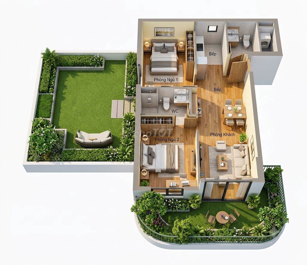 Căn hộ 2PN FourS Tower Đà Nẵng 120m2 sân vườn 54,6m2 giá chỉ 3,9 tỷ