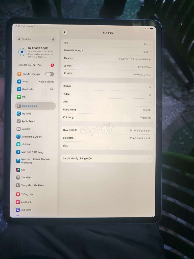 IPad Pro 2020 12.9 inch 128GB Wifi. Mua bán Máy tính bảng tại Quận Bình Tân Tp Hồ Chí Minh được đăng bởi V I N H hình 1