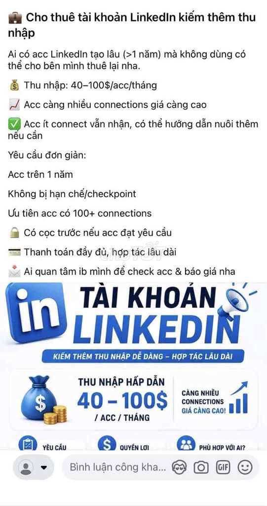 Cần thuê tài khoản LinkedIn. Dịch vụ tại Quận Ba Đình Hà Nội được đăng bởi Phạm Thế Duyệt hình 1