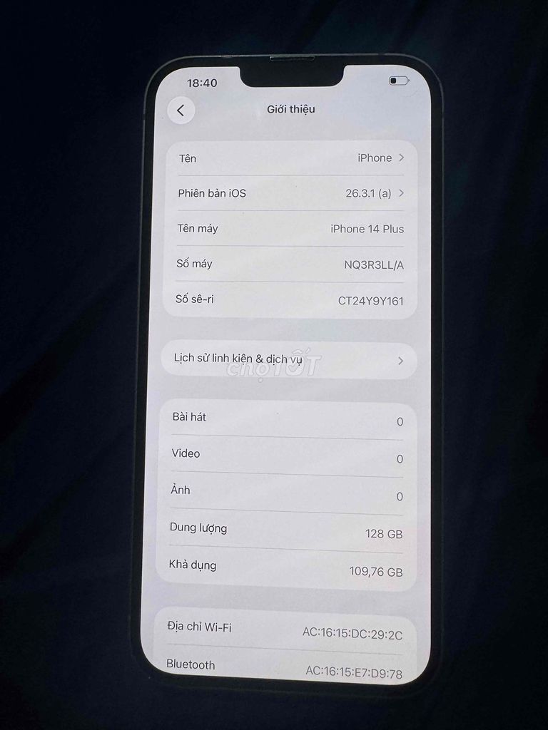 Apple iPhone 14 Plus 128GB Tím. Mua bán Điện thoại tại Thị xã Phú Mỹ Bà Rịa - Vũng Tàu được đăng bởi nguyễn duy hình 1