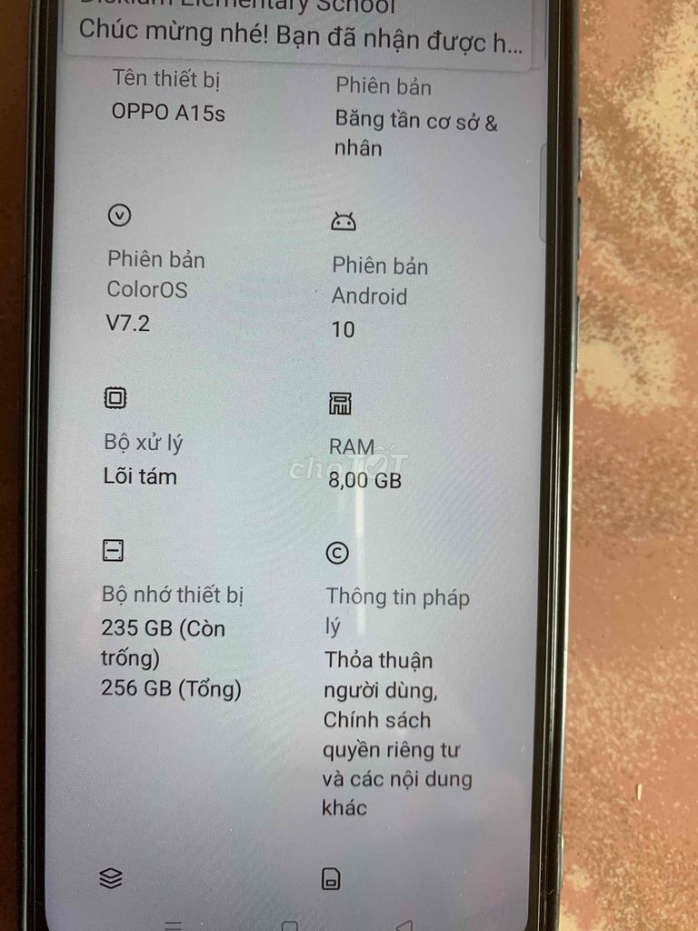 OPPO A15s 256GB. Mua bán Điện thoại tại Huyện Thoại Sơn An Giang được đăng bởi Hồng Thái hình 1