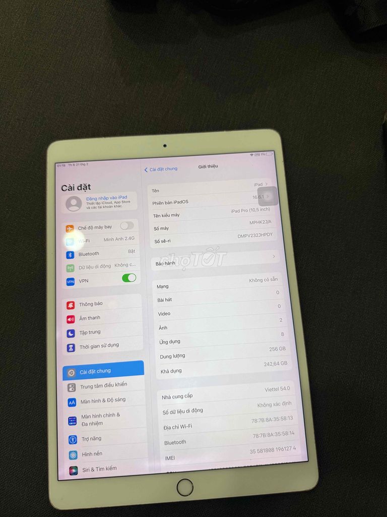 ipad pro 10.5 thanh lý 4tr2 máy còn xài tốt bản256