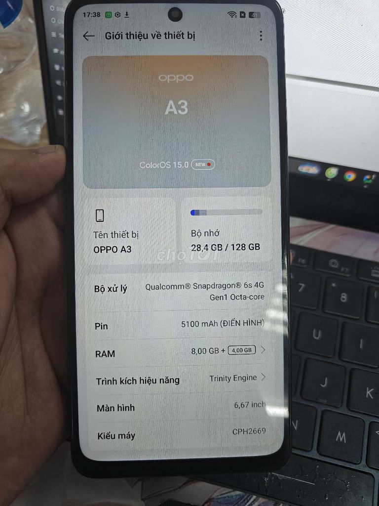 Oppo A3 128GB Nâu. Mua bán Điện thoại tại Quận 12 Tp Hồ Chí Minh được đăng bởi Trần Huy hình 1