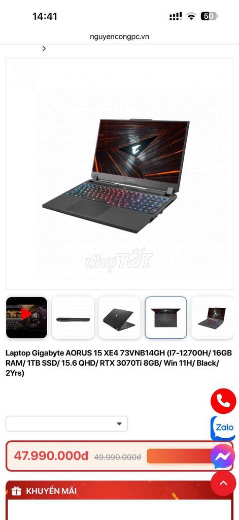 laptop gaming 15 73VNB14GH i7-12 16GB/1TB 3070ti. Mua bán Laptop tại Quận 8 Tp Hồ Chí Minh được đăng bởi boo hình 1