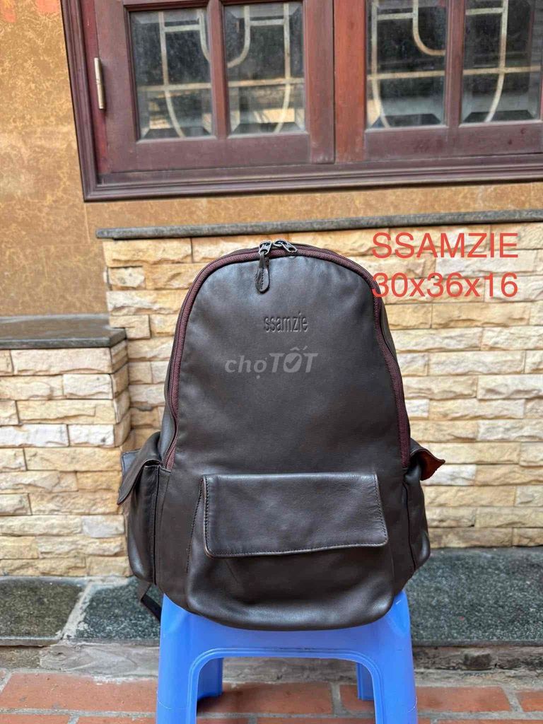 Balo SSAMZIE Da thật Nâu 30x36x16. Mua bán Túi xách tại Huyện Thanh Trì Hà Nội được đăng bởi Gấm Hoa 2Hand hình 1