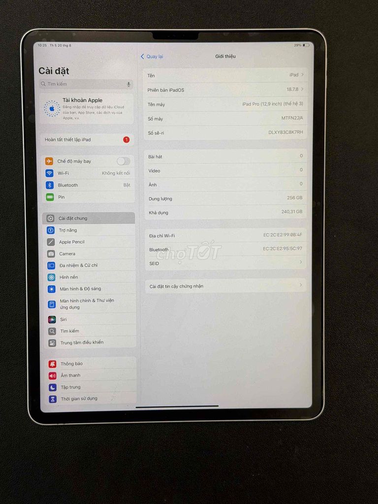 Apple iPad Pro 12.9 inch 256GB Wifi Bạc 2020. Mua bán Máy tính bảng tại Quận Gò Vấp Tp Hồ Chí Minh được đăng bởi Việt Moblie hình 1
