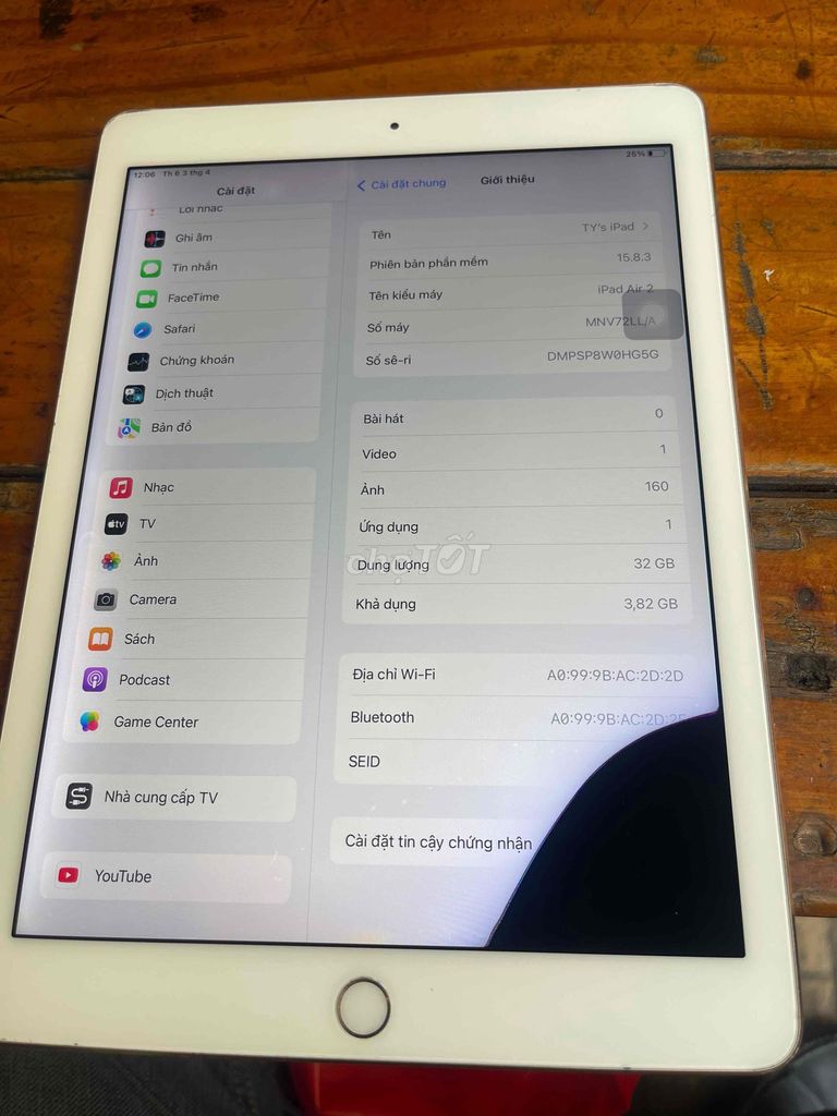 Apple iPad Air 2 32GB Vàng. Mua bán Máy tính bảng tại Quận 8 Tp Hồ Chí Minh được đăng bởi Lâm Khang hình 1