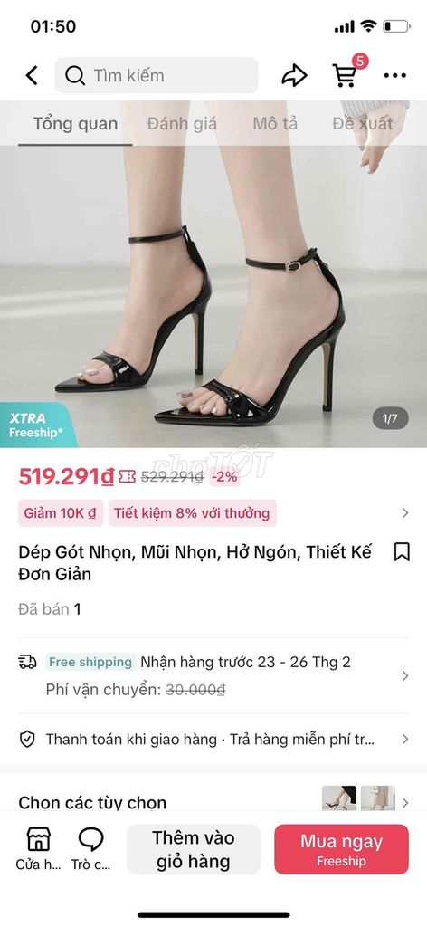 giầy cao gót nữ 8p size 37