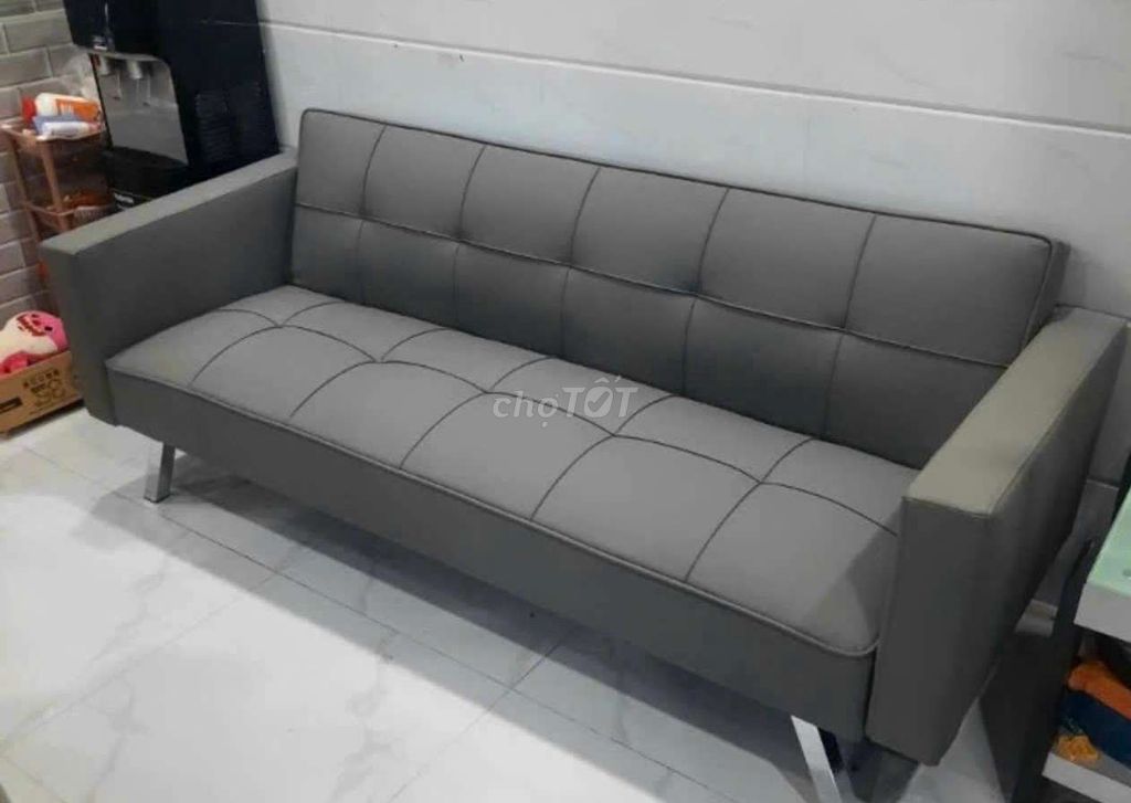 SOFA BED CÓ TAY - SIZE PHỦ BÌ 1M9 - DA XÁM