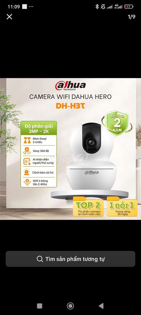 Camera an ninh Dahua DH-H3T Wifi 2.4Ghz. Mua bán Máy ảnh, Máy quay tại Thành phố Bạc Liêu Bạc Liêu được đăng bởi Lương Đức Anh hình 1