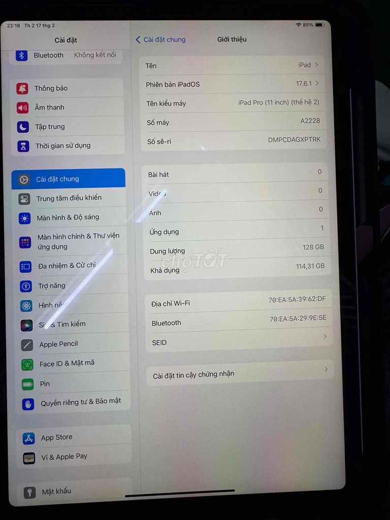 ipad pro 2020 128gb 11inh máy zin đẹp 99% full cn