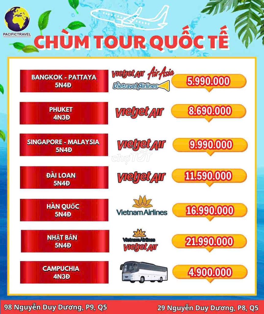 Chuyên tour quốc tế giá tốt khởi hành hàng tuần