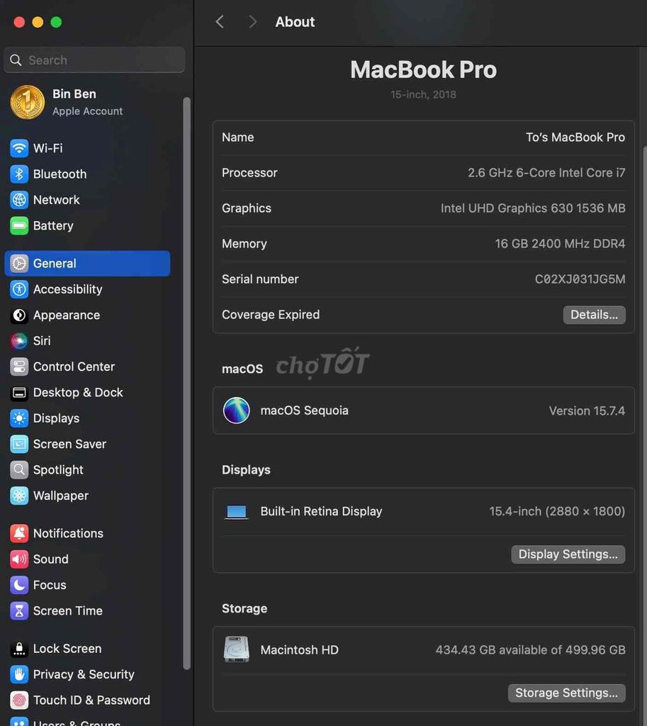 Apple Macbook Pro 16 TouchBar 2019 i7 16GB/500GB. Mua bán Laptop tại Quận Thanh Xuân Hà Nội được đăng bởi TommyTo hình 1