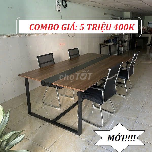 COMBO BÀN GHẾ LÀM VIỆC & BÀN 1M2 X 2M4 ( 6 GHẾ )