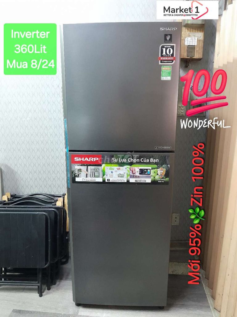 Sharp 360L Inverter mua St 7 tháng mới 95% zin100%