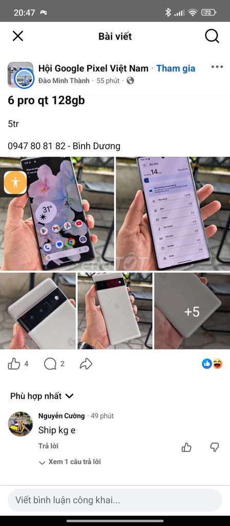 Google Pixel 6 Pro 128GB Trắng. Mua bán Điện thoại tại Huyện Thuận Thành Bắc Ninh được đăng bởi Doan hình 1