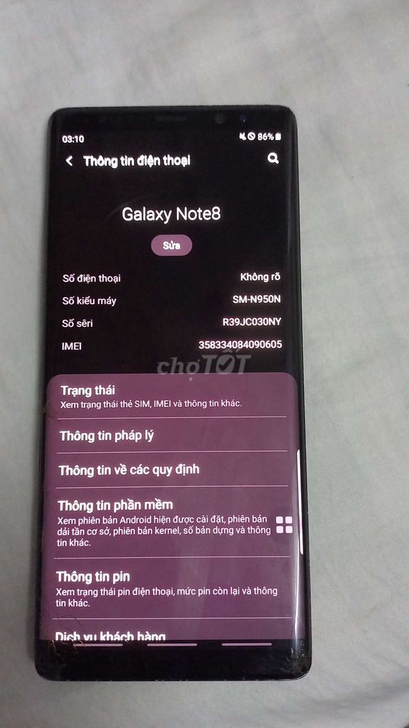 Samsung Galaxy Note 8 Đen Đã sử dụng. Mua bán Điện thoại tại Quận Tân Bình Tp Hồ Chí Minh được đăng bởi Đỗ Tấn Thành hình 1