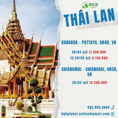 Tour Thái Lan cuối tháng 4, tháng 5