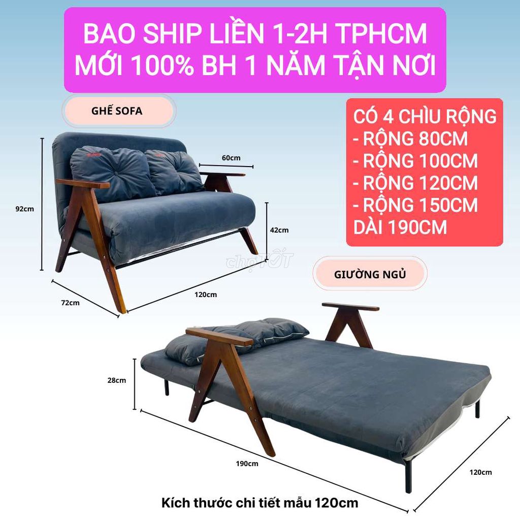 Giường xếp gấp gọn thành ghế sofa- Giường ghế sofa