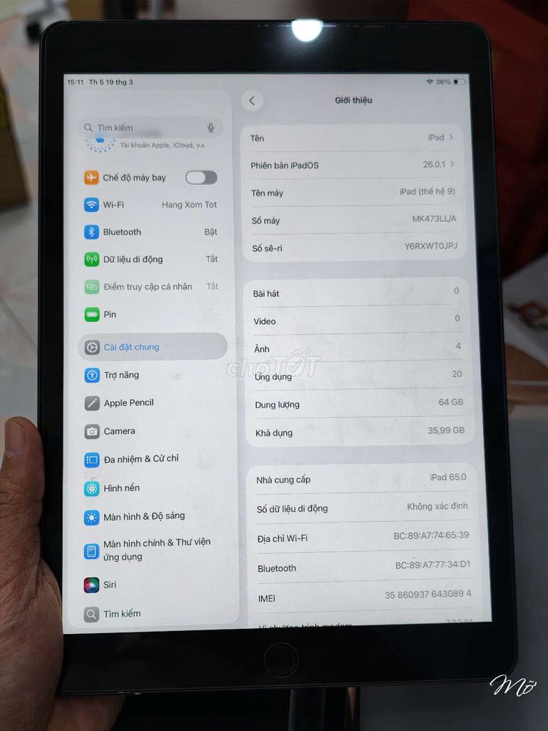 Apple iPad Gen 9 64GB 4G Xám 99%. Mua bán Máy tính bảng tại Quận Lê Chân Hải Phòng được đăng bởi Tuấn hình 1