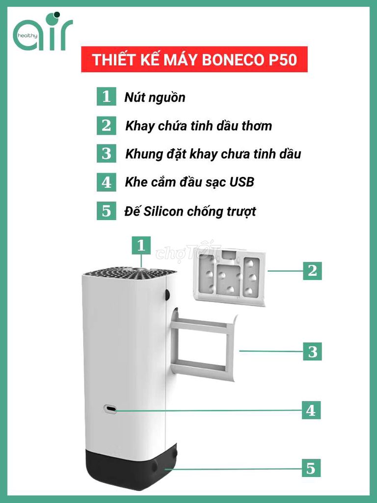 Máy khử mùi ion xông tinh dầu ổ tô P50