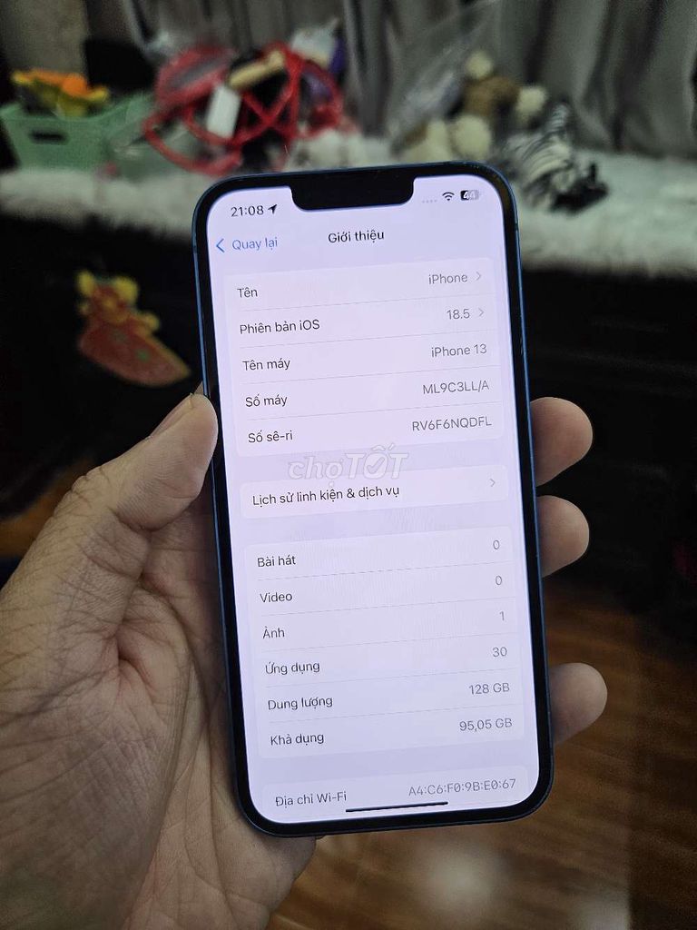 iPhone 13 128GB Xanh dương zin áp k sim. Mua bán Điện thoại tại Thành phố Thủ Đức Tp Hồ Chí Minh được đăng bởi DK Store hình 1