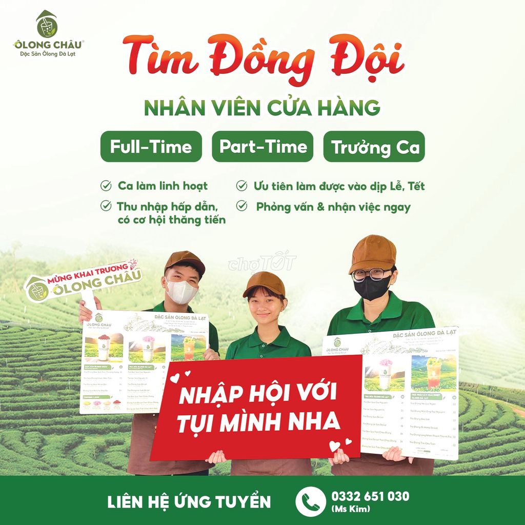 [BÌNH TÂN] TRÀ SỮA ÔLONG CHÂU TUYỂN DỤNG NHÂN VIÊN