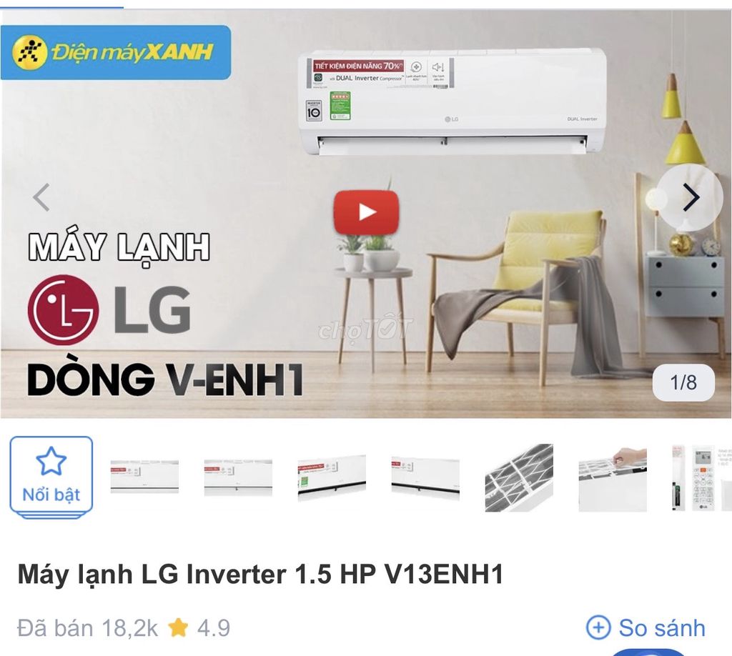 Máy lạnh LG V13ENH1 1.5 HP. Mua bán Máy lạnh, điều hoà tại Thị xã Tân Uyên Bình Dương được đăng bởi Châu Công hình 1