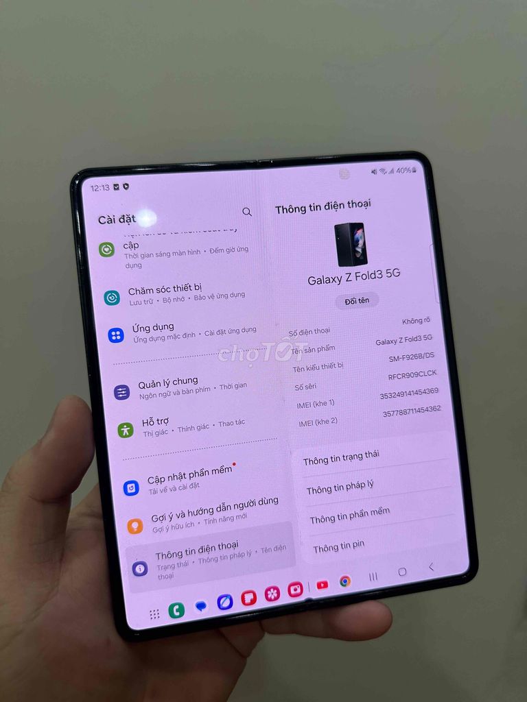Samsung Galaxy Z Fold3 5G Đen. Mua bán Điện thoại tại Quận Liên Chiểu Đà Nẵng được đăng bởi Hồng Sơn hình 1