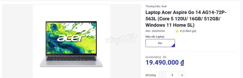 Acer  Go 14 AG14-72P-563L i5 15.6 inch 16GB/512GB. Mua bán Laptop tại Thành phố Nam Định Nam Định được đăng bởi Trần viết hoài hình 1
