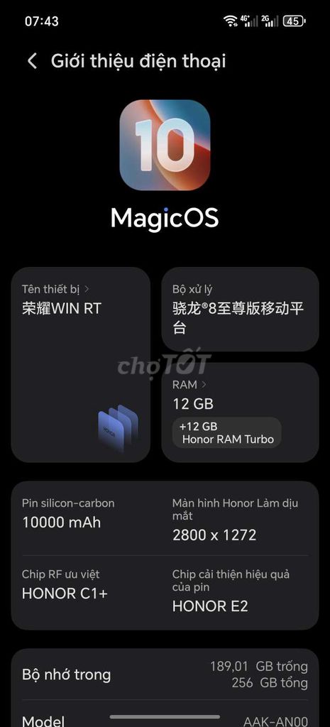 Honor WIN RT 12GB/256GB. Mua bán Điện thoại tại Quận Đồ Sơn Hải Phòng được đăng bởi khiem hình 1