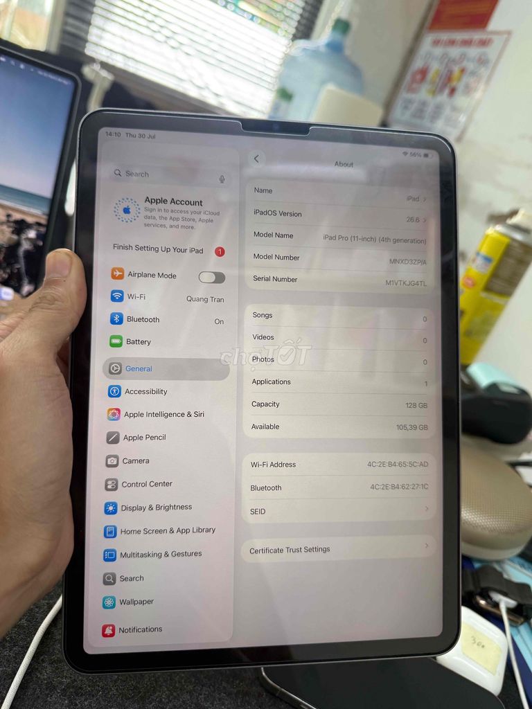 Ipad Pro M2 11' 128gb body 98%. Mua bán Máy tính bảng tại Quận Bình Thạnh Tp Hồ Chí Minh được đăng bởi Táo Care  hình 1