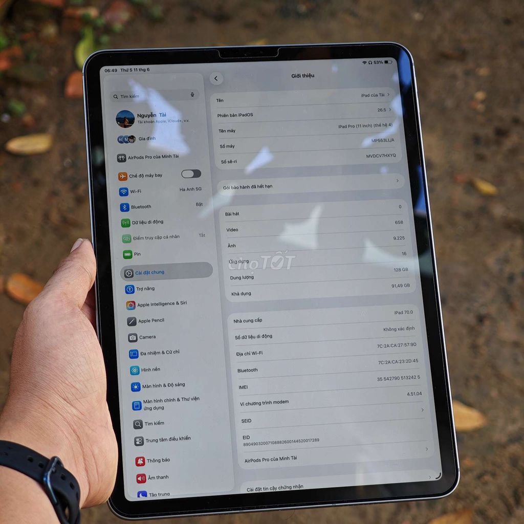 Apple iPad Pro 11-inch M2 8GB/128GB pin100. Mua bán Máy tính bảng tại Quận 12 Tp Hồ Chí Minh được đăng bởi Nguyễn Tài hình 1