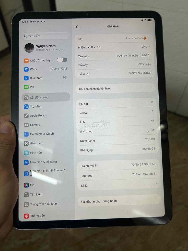 Apple iPad Pro 2020(11 inch) Wifi 256gb. Mua bán Máy tính bảng tại Quận Bắc Từ Liêm Hà Nội được đăng bởi Nguyễn Đình Nam hình 1