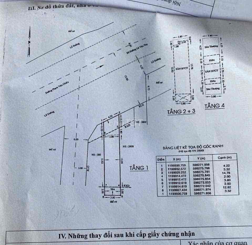 Bán nhà MT Phạm Văn Chiêu 4 tấm 12 tỷ 9