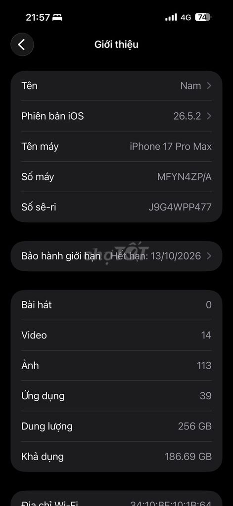 iPhone 17 Pro Max 256GB Cam 99%. Mua bán Điện thoại tại Huyện Cần Giờ Tp Hồ Chí Minh được đăng bởi Nan Huang hình 1