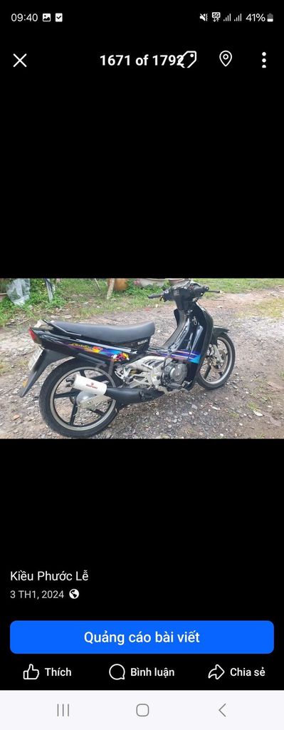 Suzuki Satria 2000 màu Đen. Mua bán Xe máy tại Thành phố Sa Đéc Đồng Tháp được đăng bởi Hoa Kiểng Ngọc Ngân HKD hình 3