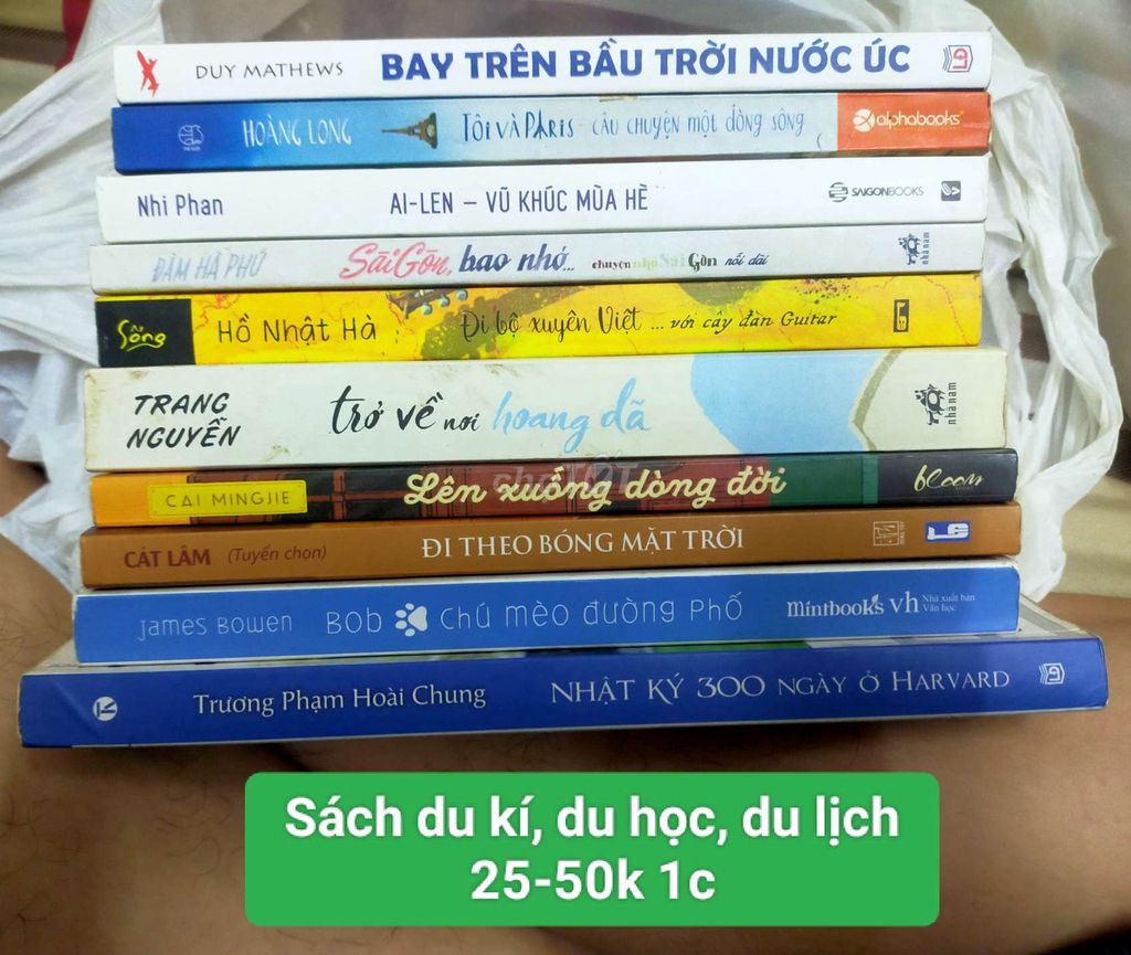 Pass sách du kí, du học, du lịch 25-50k 1c