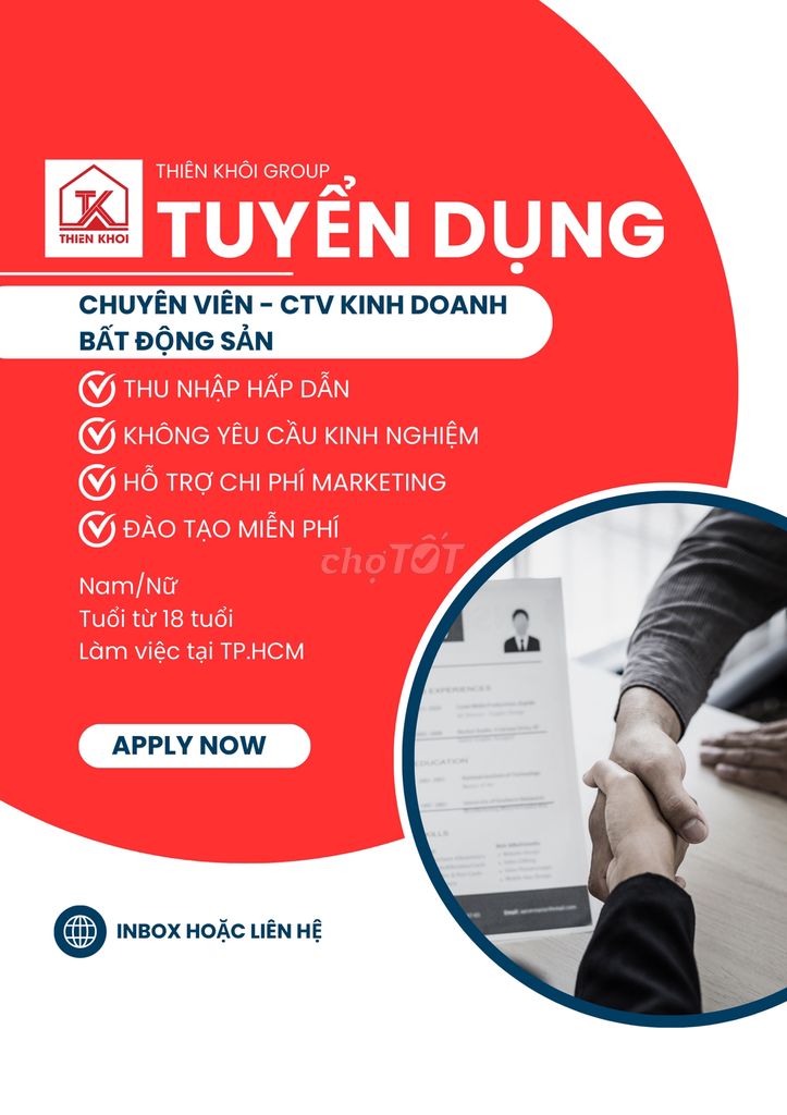 Thiên Khôi Group tuyển dụng NV-CTV kinh doanh BDS