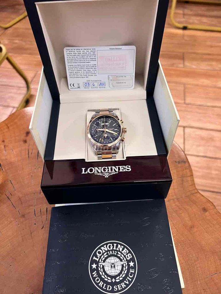 Longines Triple Date Trăng Sao Demi Hồng Fullbox