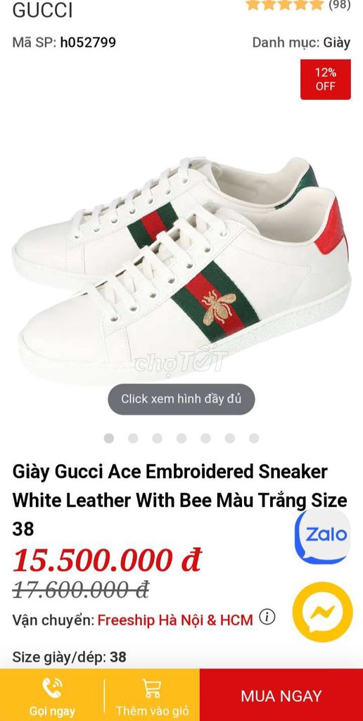 Giày gucci bee điểm nhấn sản xuất tại ý