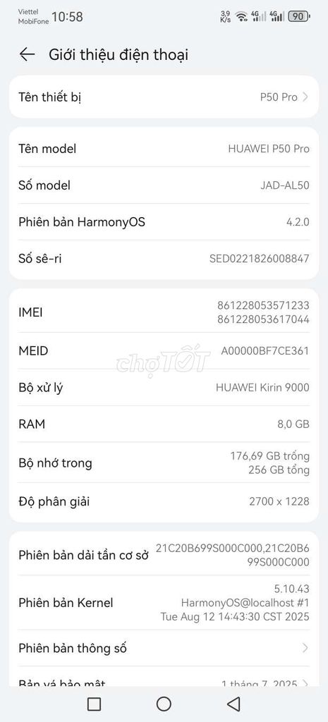 Huawei P50 Pro 8GB/256GB Kirin 9000. Mua bán Điện thoại tại Thành phố Thủ Dầu Một Bình Dương được đăng bởi Nguyễn Quốc Hùng Vương hình 1