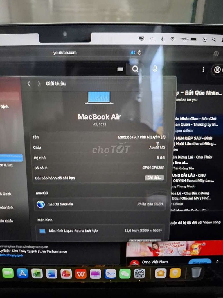 Apple MacBook Air M2 8GB/256GB 13.6 inch. Mua bán Laptop tại Thành phố Thuận An Bình Dương được đăng bởi La Đình hình 1