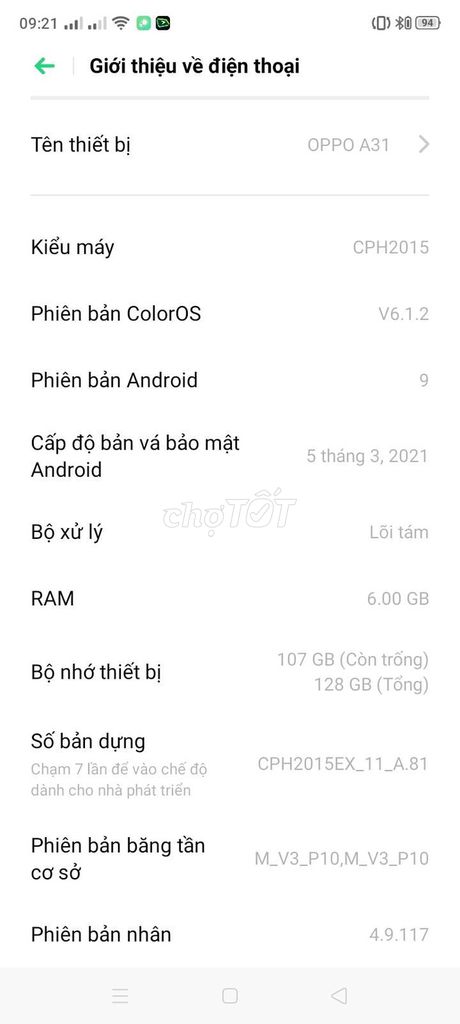OPPO A31 128GB. Mua bán Điện thoại tại Quận 12 Tp Hồ Chí Minh được đăng bởi tùng  hình 1