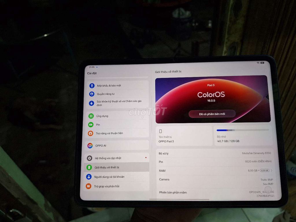 Oppo Pad 3 8GB/128GB Xanh. Mua bán Máy tính bảng tại Quận Bình Tân Tp Hồ Chí Minh được đăng bởi Nguyễn Văn Nên hình 1
