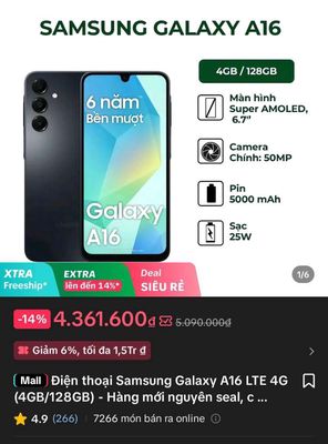 Samsung Galaxy A16 Mới 128GB Bạc. Mua bán Điện thoại tại Thị xã Phú Mỹ Bà Rịa - Vũng Tàu được đăng bởi Hưng Lee Quốc