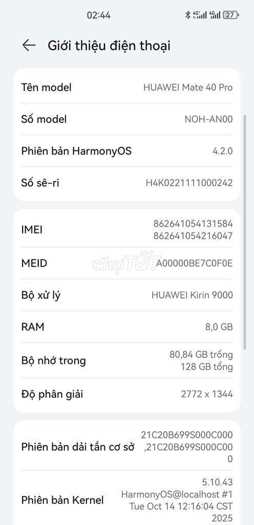 Huawei Mate 40 Pro Trắng 99%. Mua bán Điện thoại tại Quận Bình Tân Tp Hồ Chí Minh được đăng bởi Trung hình 1
