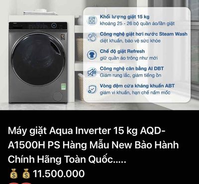 Máy giặt Aqua 15Kg AQD-A1500H PS New…