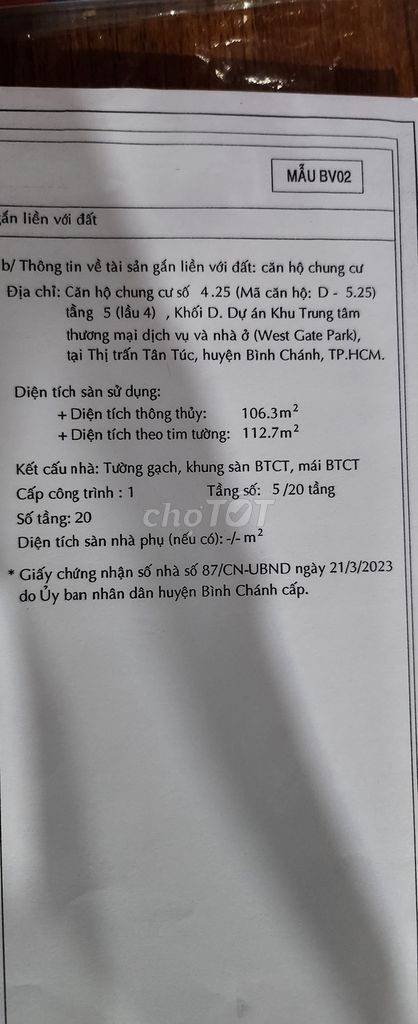 Bán căn hộ chung cư cao cấp Dự án Westgate Bình Chánh